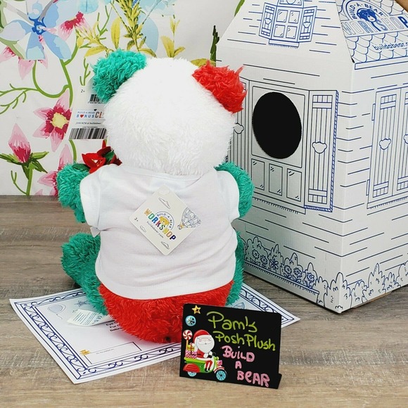 Build a Bear Christmas Holiday Festive Fun Panda Plush Poinsettia Wristie New - Picture 4 of 8